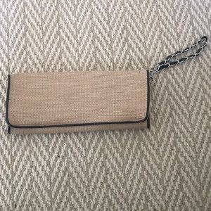 Beige/black wristlet